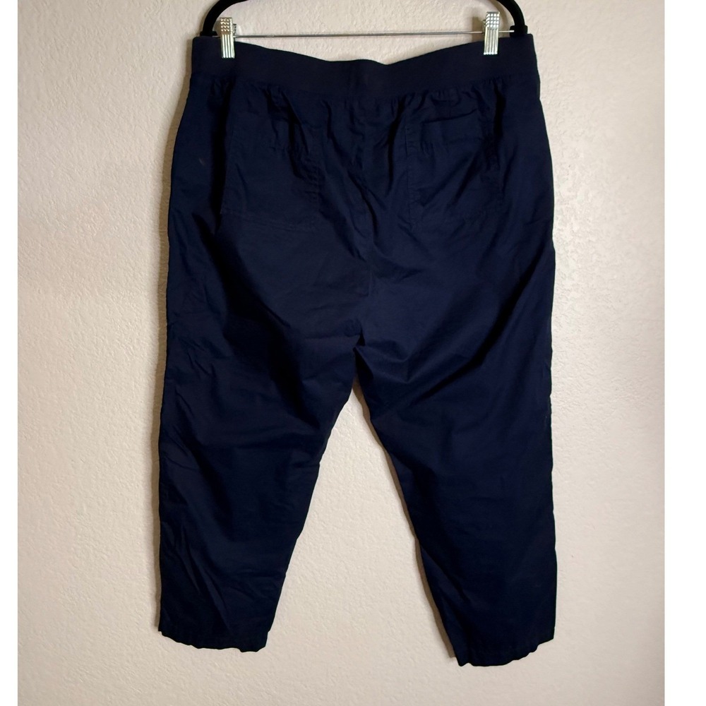 Talbots Womens 16 Petite Navy Blue Pants Pull On Drawstring Elastic Waist Casual - Picture 2 of 11
